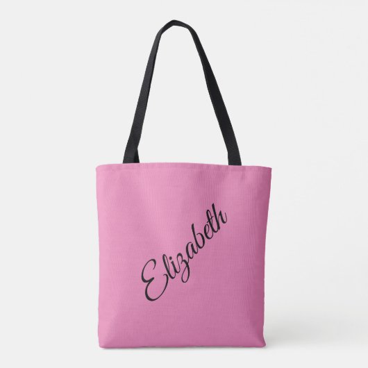 Aangepast je eigen naam elegant roze script tote bag (Achterkant)