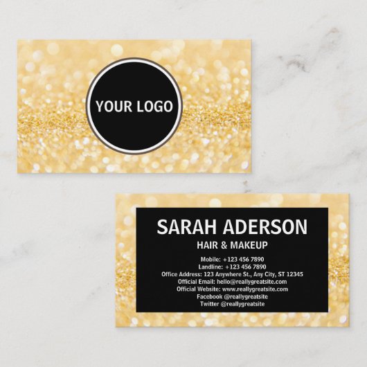 Aangepast je Logo glitter Modern Visitekaartje (Voorkant / Achterkant)