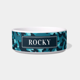 Aangepast je stipnaam personaliseer Bowl Blue Camo Voerbakje