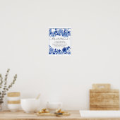 Aangepast Jenga Bruids-Shower Bord 10x12 Blauw Wit Poster (Keuken)