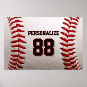 Aangepast Jersey Nummer & Naam Baseball Speler Ont Poster