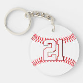 Aangepast Jersey nummer of Initiaal Baseball Playe Sleutelhanger (Voorkant)