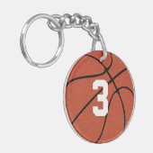 Aangepast Jersey nummer of Initiaal Basketball Pla Sleutelhanger (Voorkant Links)