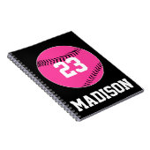 Aangepast Jersey nummer roze Softball Player-sport Notitieboek (Rechterzijde)