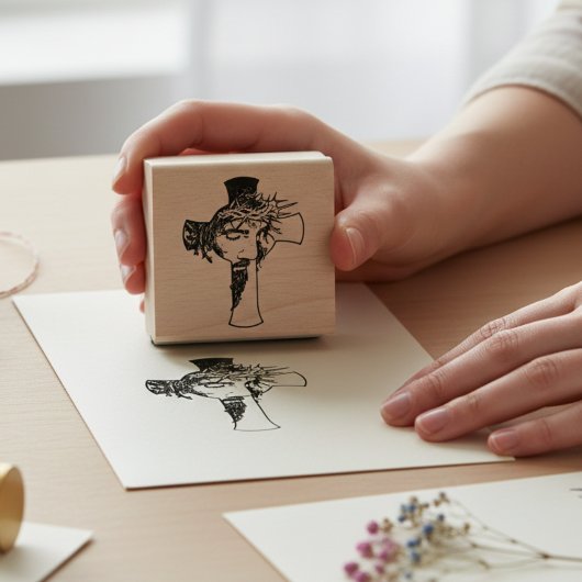 Aangepast Jezus Kruis Houten Rubber Stempel