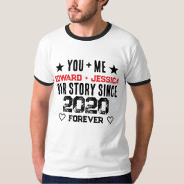 Aangepast Jij + Ik Onze Geschiedenis Relatie Bewer T-shirt