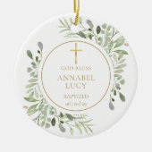 Aangepast jongetje of meisjesbaptisme Foto Greener Keramisch Ornament (Voorkant)
