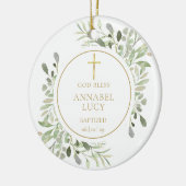 Aangepast jongetje of meisjesbaptisme Foto Greener Keramisch Ornament (Links)