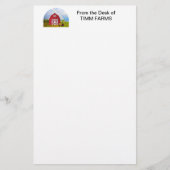 Aangepast Jouw naam Red Barn Blue Sky Briefpapier (Voorkant)