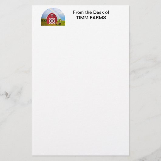 Aangepast Jouw naam Red Barn Blue Sky Briefpapier (Voorkant)