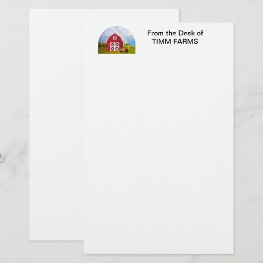 Aangepast Jouw naam Red Barn Blue Sky Briefpapier (Voorkant / Achterkant)