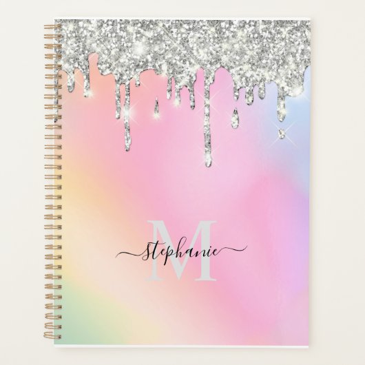 Aangepast Jouw naam Script Silver Glitter Drivers Planner (Voorkant)