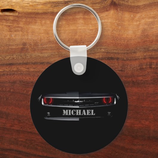 Aangepast Jouw naam voor zwarte Chevy Camaro Sleutelhanger (Voorkant)