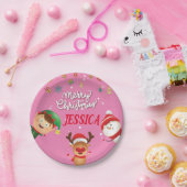 Aangepast Jouw naam, vrolijk kerstfeest Papieren Bordje (Feest)