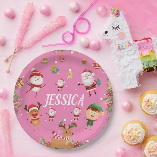 Aangepast Jouw naam, vrolijk kerstpapier Bord. Papieren Bordje (Feest)