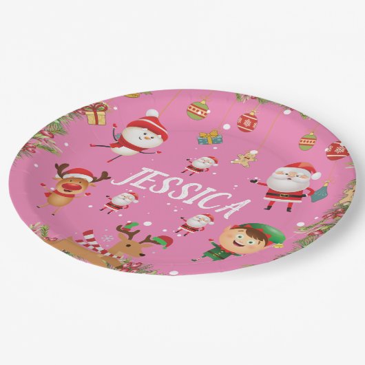 Aangepast Jouw naam, vrolijk kerstpapier Bord. Papieren Bordje (Gekanteld)