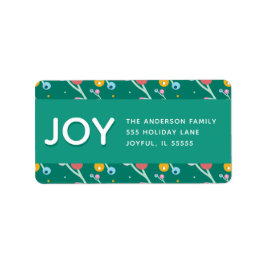 Aangepast Joy Holiday Berries Groen Modern Adres Etiket