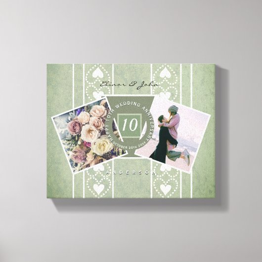 Aangepast Jubileum 2 Foto's+Sjablonen Canvas Afdruk (Voorkant)