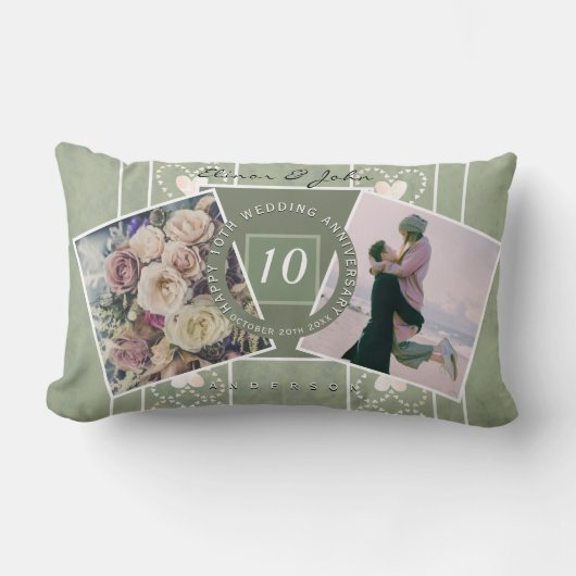 Aangepast Jubileum 2 Foto's+Sjablonen Canvas Pri Kussen (Voorkant)