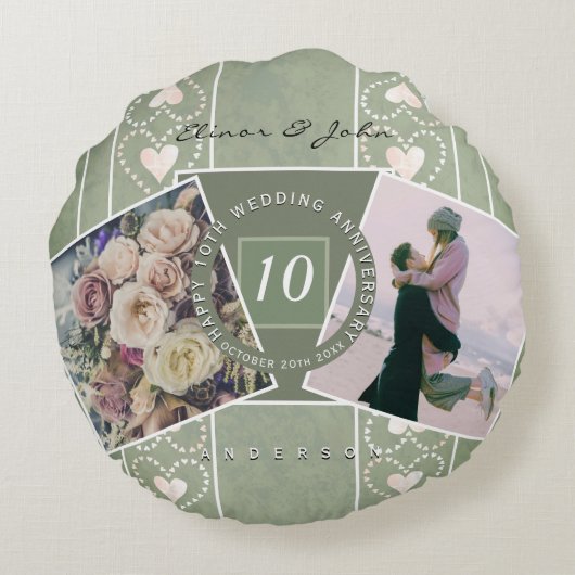 Aangepast Jubileum 2 Foto's+Sjablonen Rond Kussen (Achterkant)