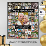 Aangepast Jubileum 64 Fotocollage gepersonaliseerd Poster<br><div class="desc">Creëer Een fotogeheugendisplay op foam board om elk jaar een trouwdag te vieren met behulp van deze eenvoudig te uploaden foto collage sjabloon met 64 vierkante foto's. Het ontwerp is voorzien van een modern kalligrafie script HAPPY JUBILEUM titel met hun namen, het aantal jaren dat ze vieren en hun trouwdatum...</div>