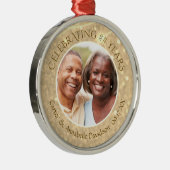 Aangepast Jubileum | Gold Sparkle Photo Metalen Ornament (Rechts)