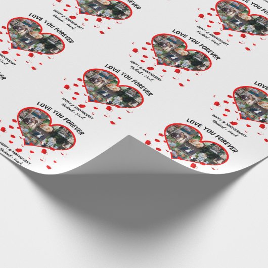 Aangepast Jubileum Hart Foto Collage Cadeaupapier (Hoek)