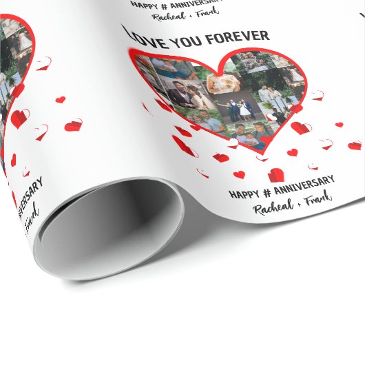 Aangepast Jubileum Hart Foto Collage Cadeaupapier (Rol Hoek)