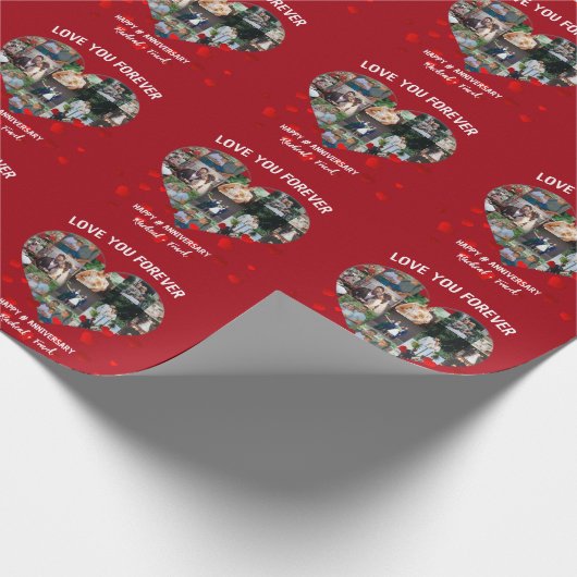 Aangepast Jubileum Hart Foto Collage Cadeaupapier (Hoek)