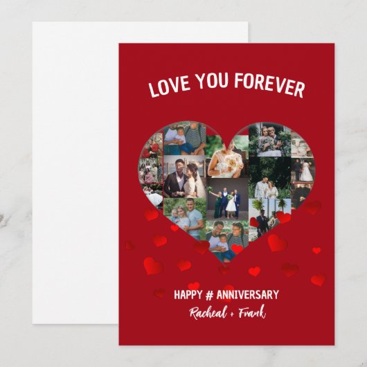 Aangepast Jubileum Hart Foto Collage Feestdagenkaart (Voorkant / Achterkant)