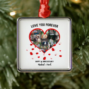 Aangepast Jubileum Hart Foto Collage Metalen Ornament