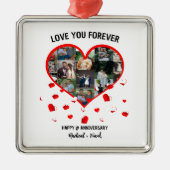 Aangepast Jubileum Hart Foto Collage Metalen Ornament (Voorkant)