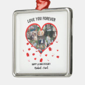 Aangepast Jubileum Hart Foto Collage Metalen Ornament (Links)