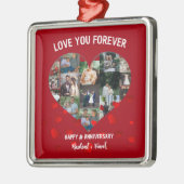 Aangepast Jubileum Hart Foto Collage Metalen Ornament (Links)