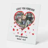 Aangepast Jubileum Hart Foto Collage Reclamebord Met Voetstuk (Voorkant)