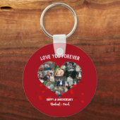 Aangepast Jubileum Hart Foto Collage Sleutelhanger (Voorkant)