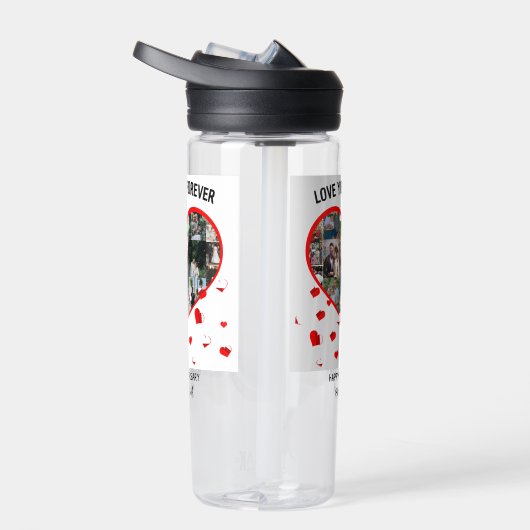 Aangepast Jubileum Hart Foto Collage Waterfles (Rechts)