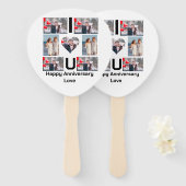 Aangepast Jubileum Ik hou van je 7 Fotocollage Handwaaier (Voorkant en achterkant)