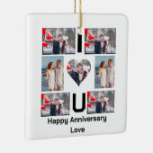 Aangepast Jubileum Ik hou van je 7 Fotocollage Keramisch Ornament (Rechts)