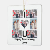 Aangepast Jubileum Ik hou van je 7 Fotocollage Keramisch Ornament (Links)