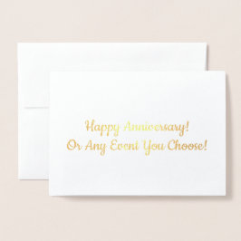 Aangepast Jubileum- of gebeurtenisbericht in Gold Folie Kaarten