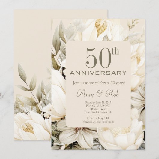 Aangepast Jubileum vanille crème boeket Feestdagenkaart (Voorkant / Achterkant)