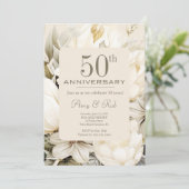 Aangepast Jubileum vanille crème boeket Feestdagenkaart (Staand voorkant)