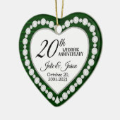 Aangepast - Jubileum voor 20e bruiloft | Emerald G Keramisch Ornament (Links)