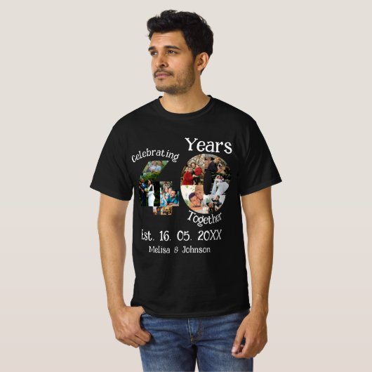 Aangepast Jubileum voor 40e bruiloft 11 Foto-colla T-shirt (Voorkant volledig)