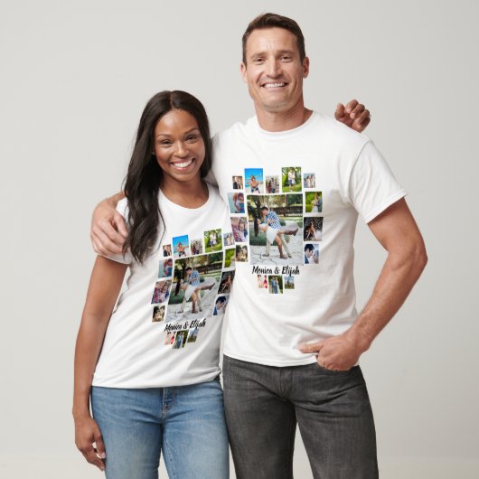 Aangepast Jubileum voor bruiloft 15 Foto-collage T-shirt (Unisex)