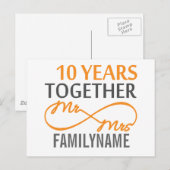 Aangepast Jubileum voor de heer en mevrouw 10de Briefkaart (Voorkant / Achterkant)