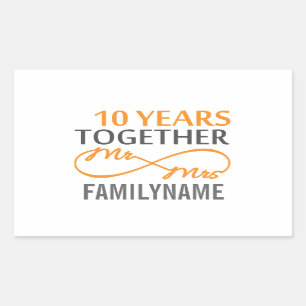 Aangepast Jubileum voor de heer en mevrouw 10de Rechthoekige Sticker