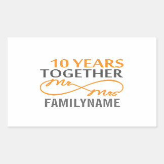 Aangepast Jubileum voor de heer en mevrouw 10de Rechthoekige Sticker