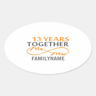 Aangepast Jubileum voor de heer en mevrouw 13de Ovale Sticker